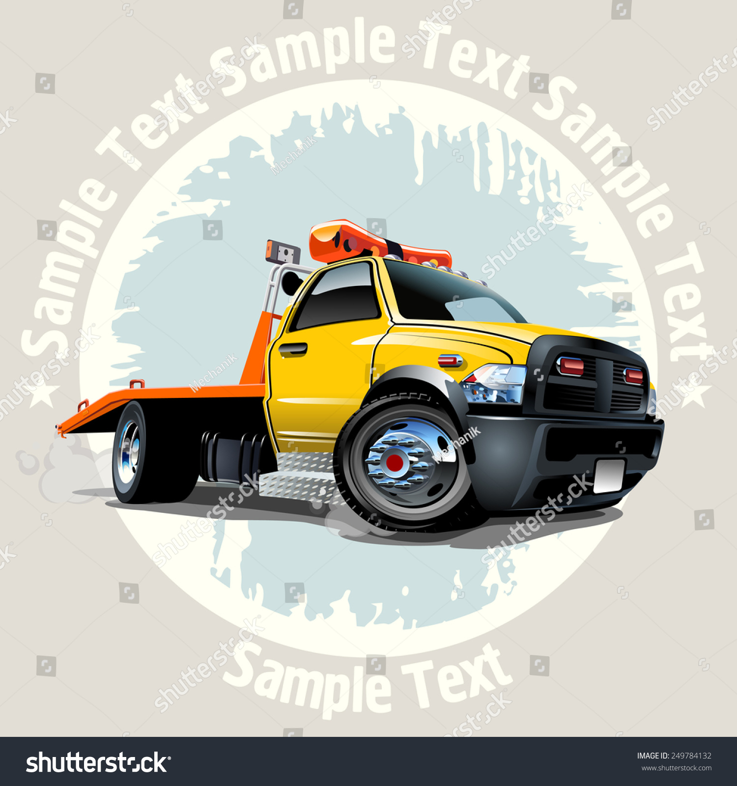 Grunge Background Cartoon Tow Truck Available Stock Vector (Royalty