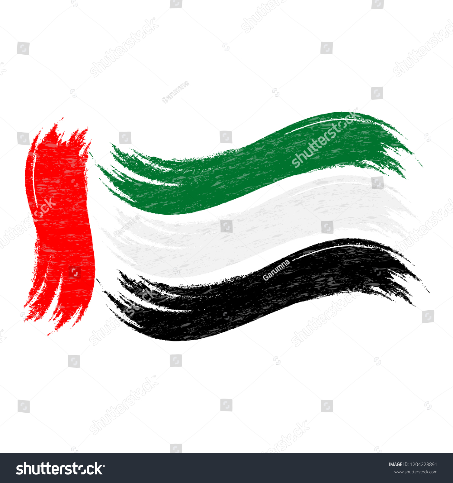 SVG of Grunge Brush Stroke With National Flag Of United Arab Emirates Isolated On A White Background. Vector Illustration. Flag In Grungy Style. Use For Brochures, Printed Materials, Logos, Independence Day svg