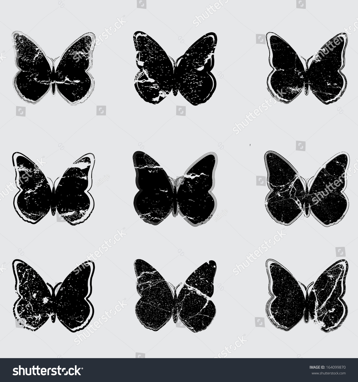 Grunge Butterflies Stock Vector 164099870 : Shutterstock