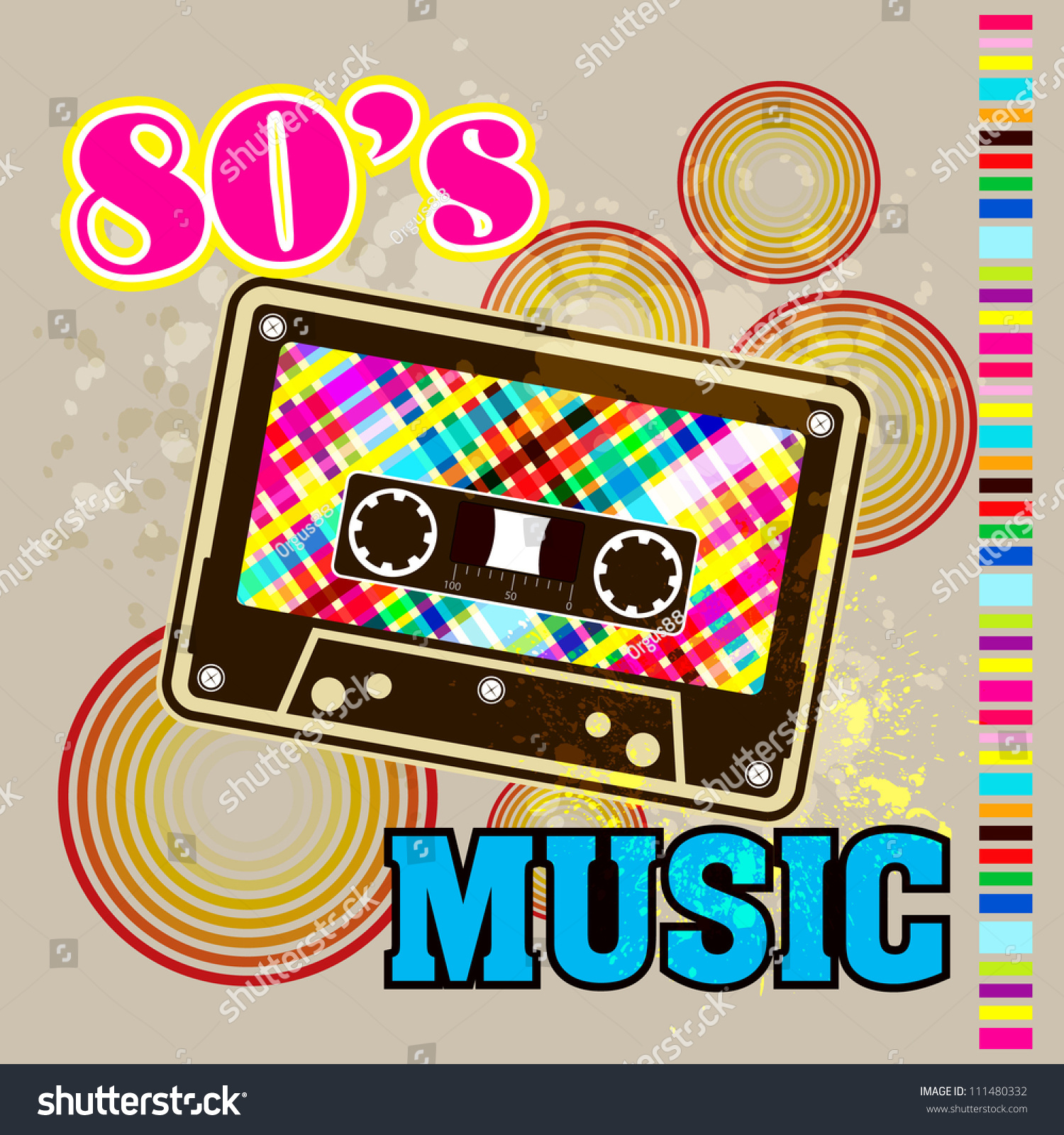 Grunge Cassette Tape On Grunge Background / 80s Party Flyer With Audio ...