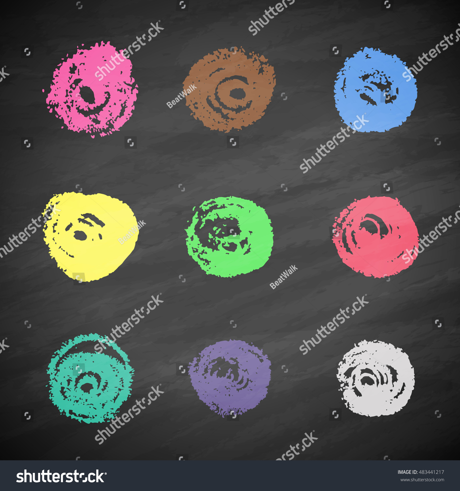 Grunge Chalk Circles On Blackboard Vector Stock Vector (Royalty Free
