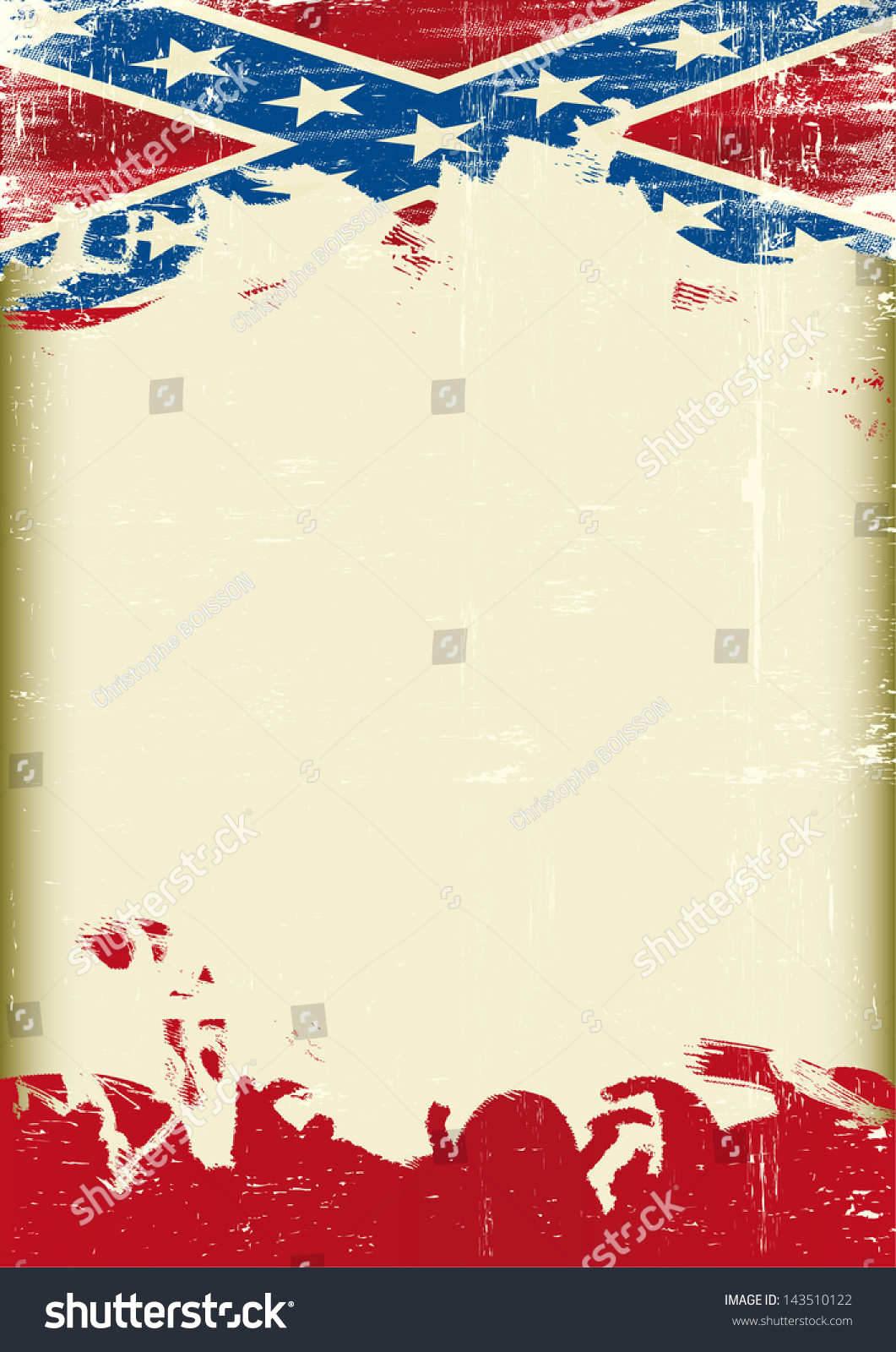 SVG of Grunge Confederate old flag. A poster with a large scratched frame and a grunge confederate flag for your publicity. svg