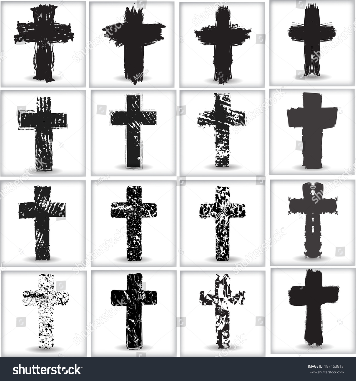 Grunge Crosses Stock Vector Royalty Free 187163813