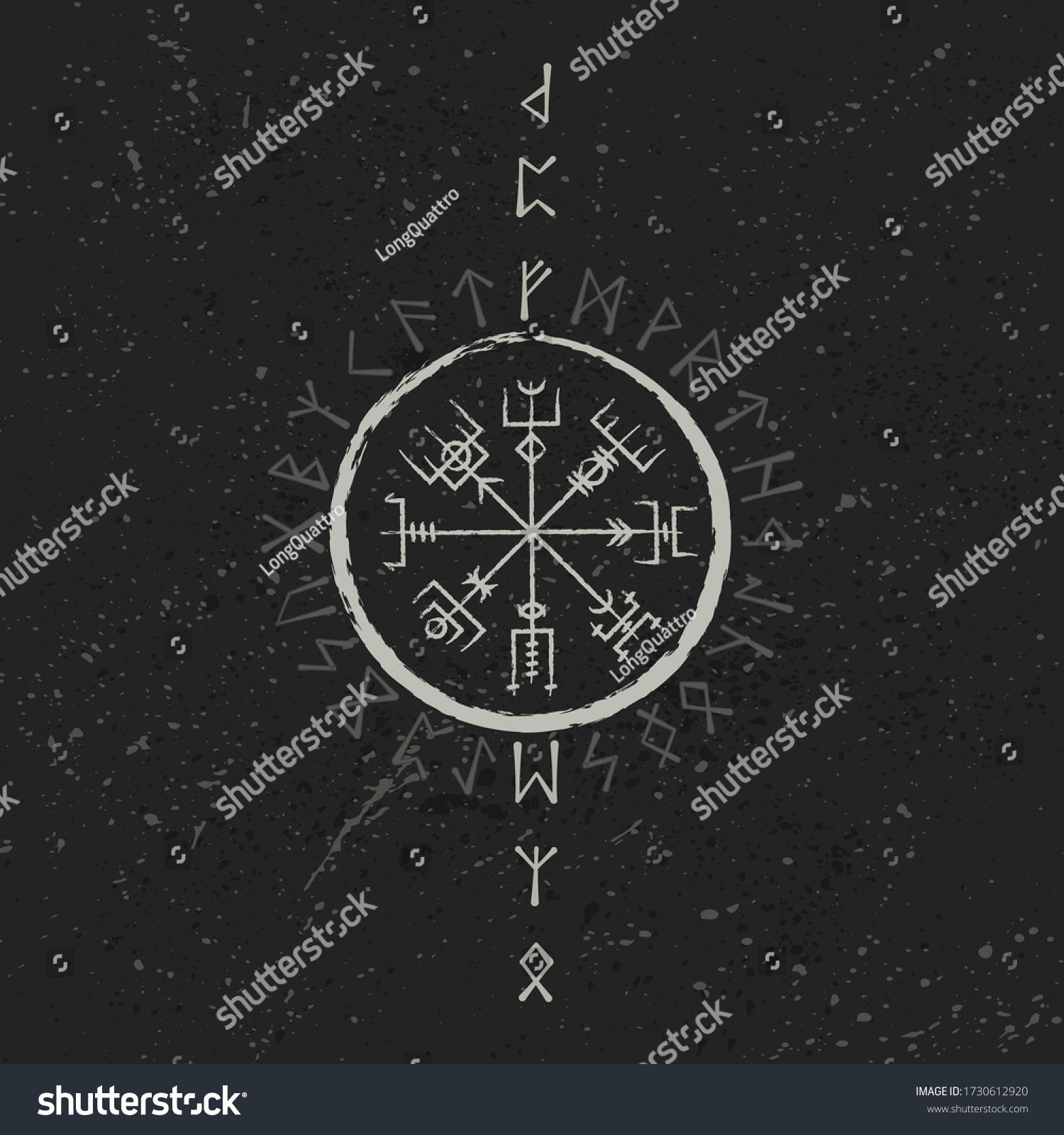 Grunge Dark Background White Ancient Runic Stock Vector (Royalty Free ...