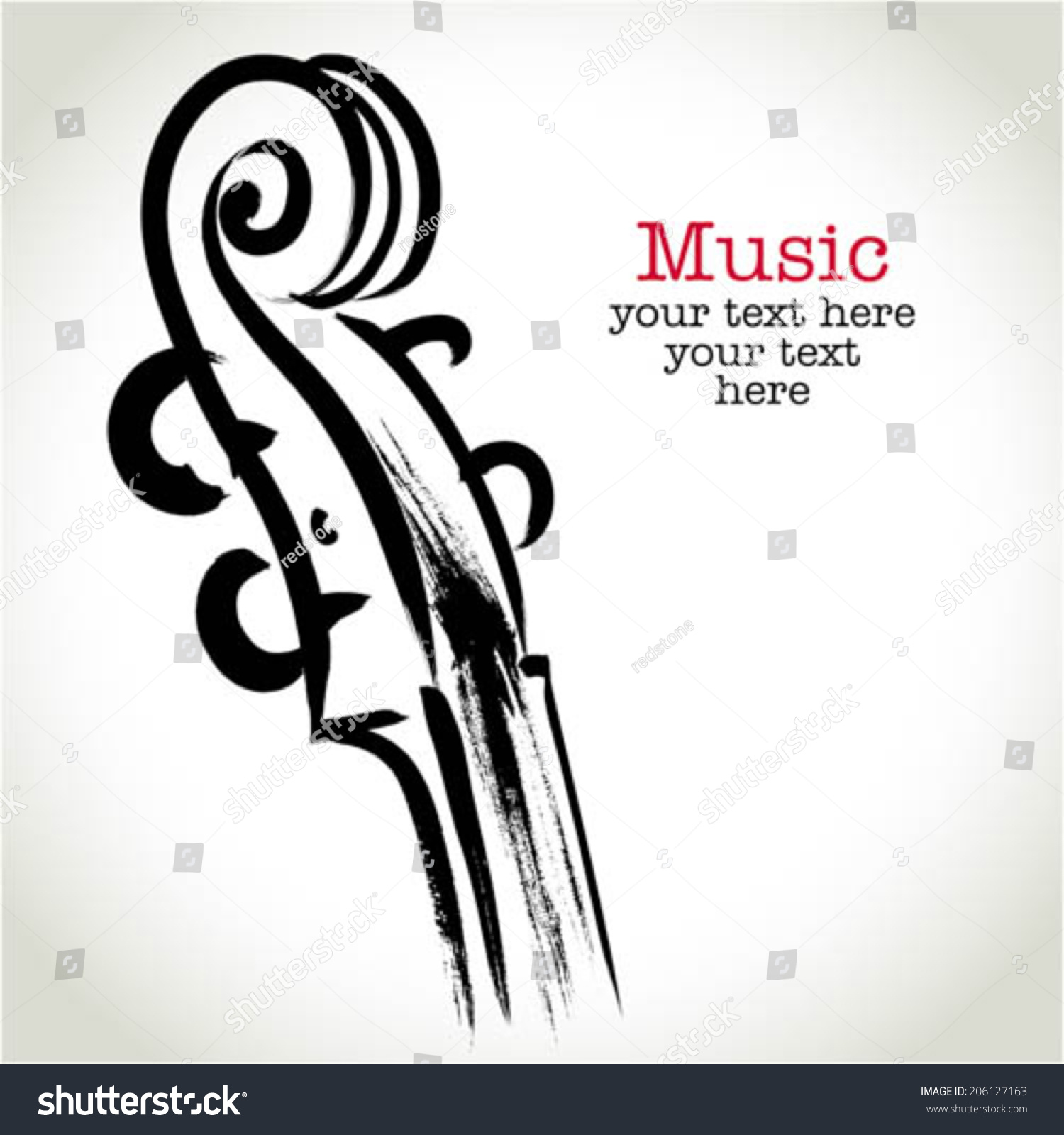 Grunge Drawing Violin With Brushwork Stock Vector 206127163 Shutterstock