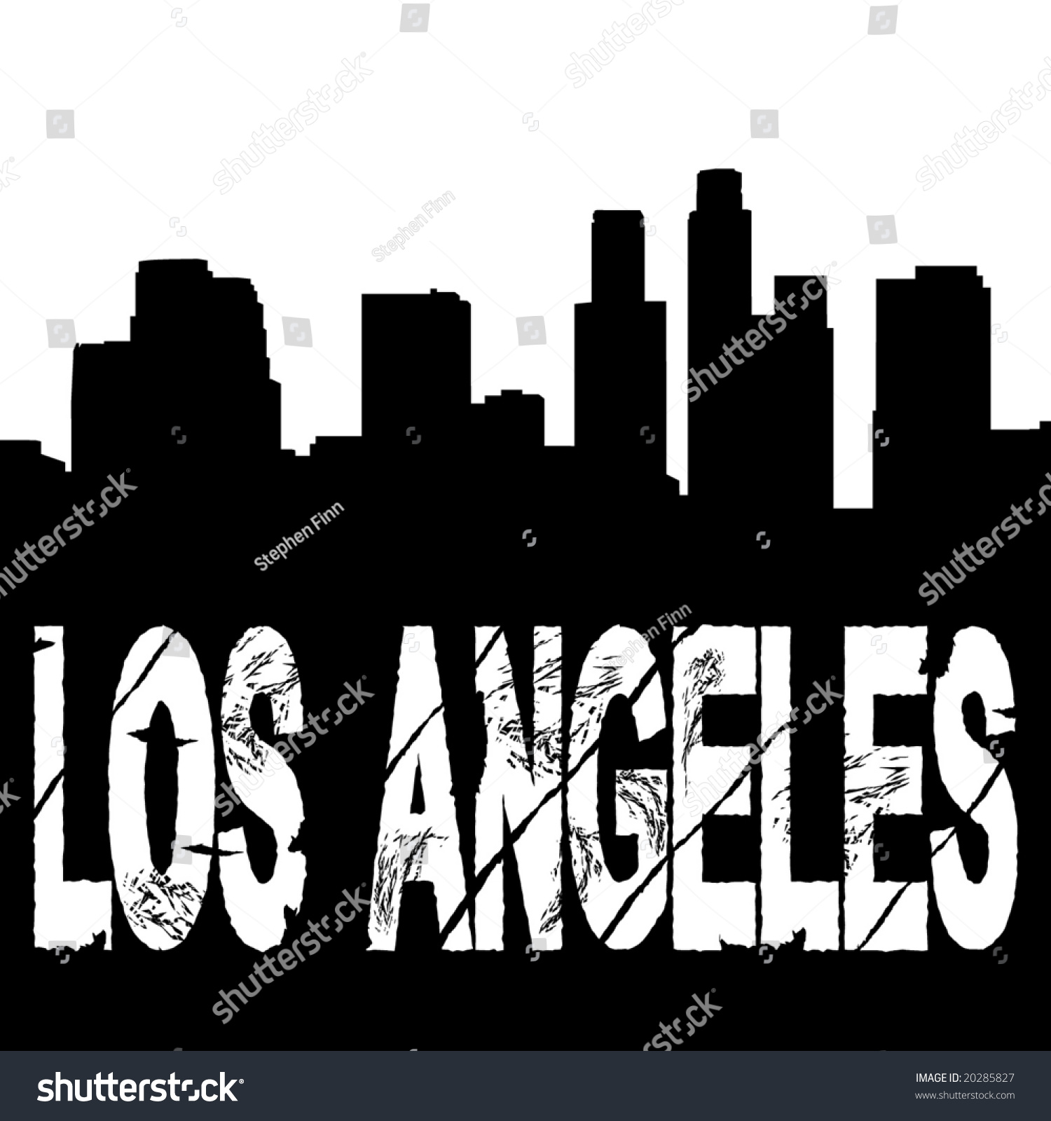 Grunge Los Angeles Text With Skyline Illustration - 20285827 : Shutterstock