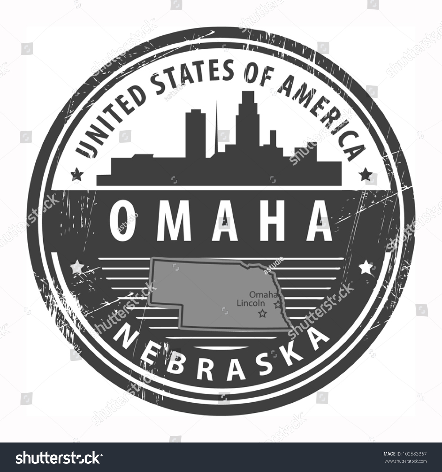 Grunge Rubber Stamp Name Nebraska Omaha Stock Vector 102583367 ...