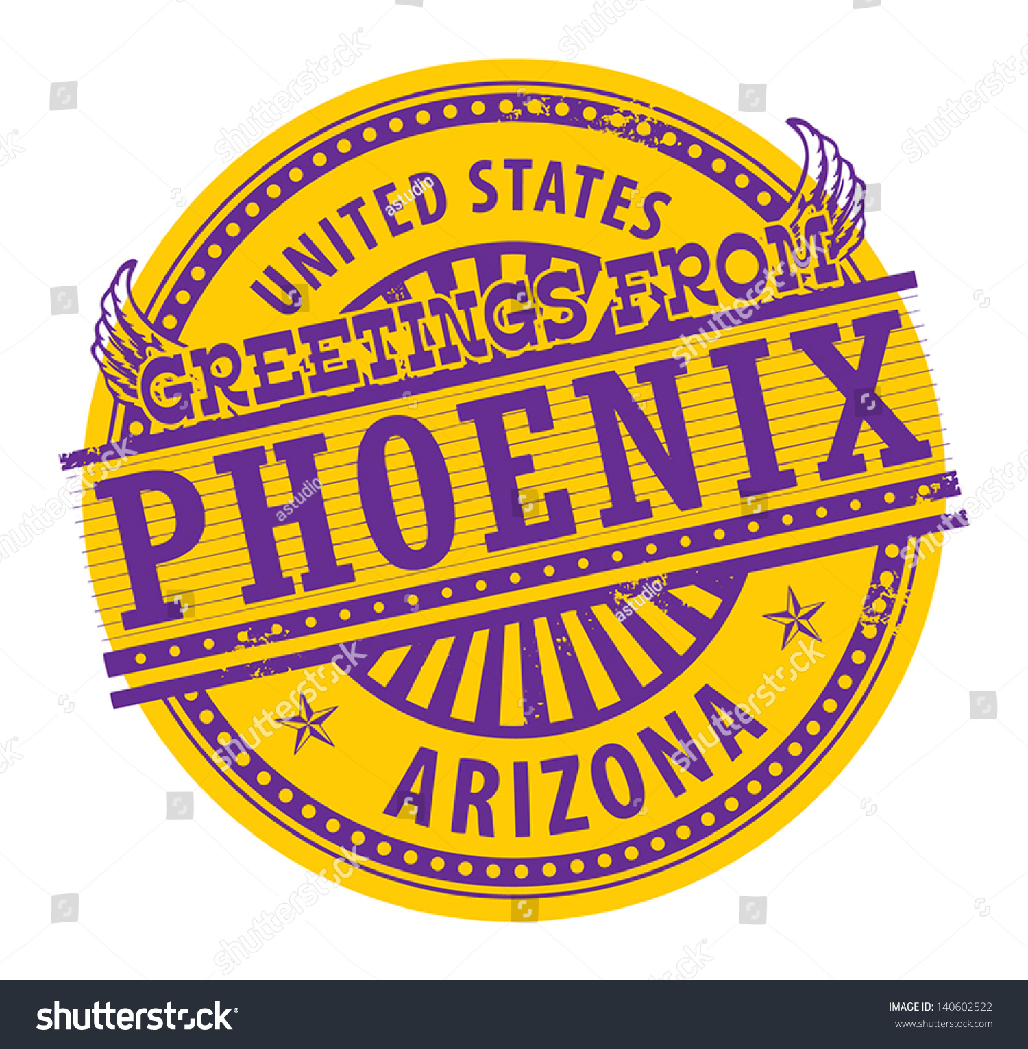 Grunge Rubber Stamp With Text Greetings From Phoenix, Arizona, Vector ...