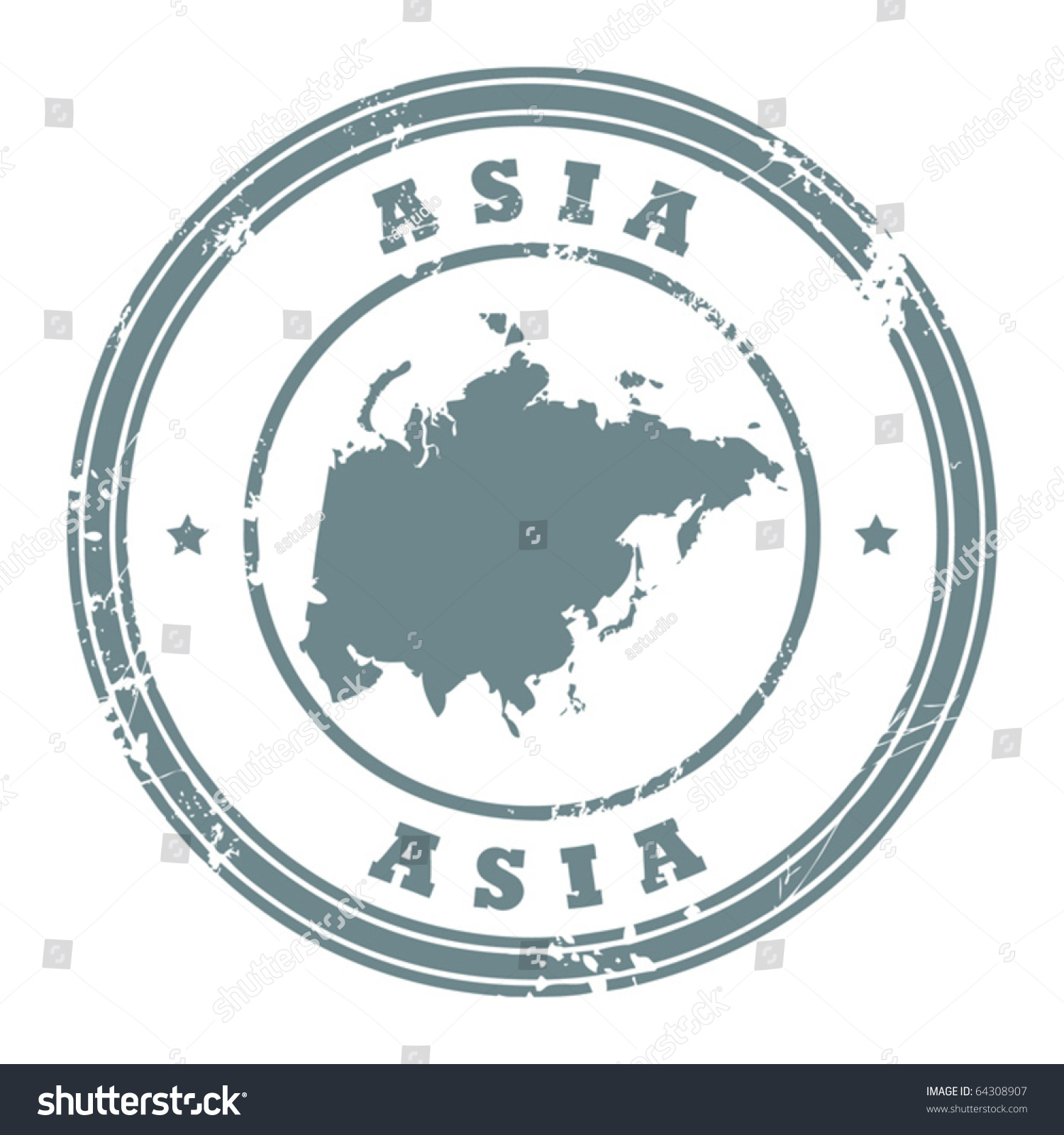 Grunge Rubber Stamp Text Asia Written Stock Vector 64308907 - Shutterstock