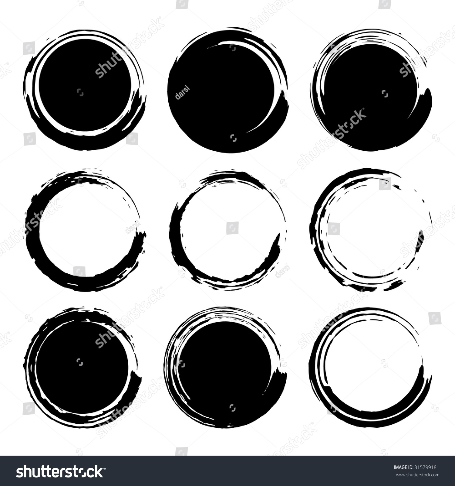 Grunge Shapes Set Black Isolated On Stock Vector (Royalty Free