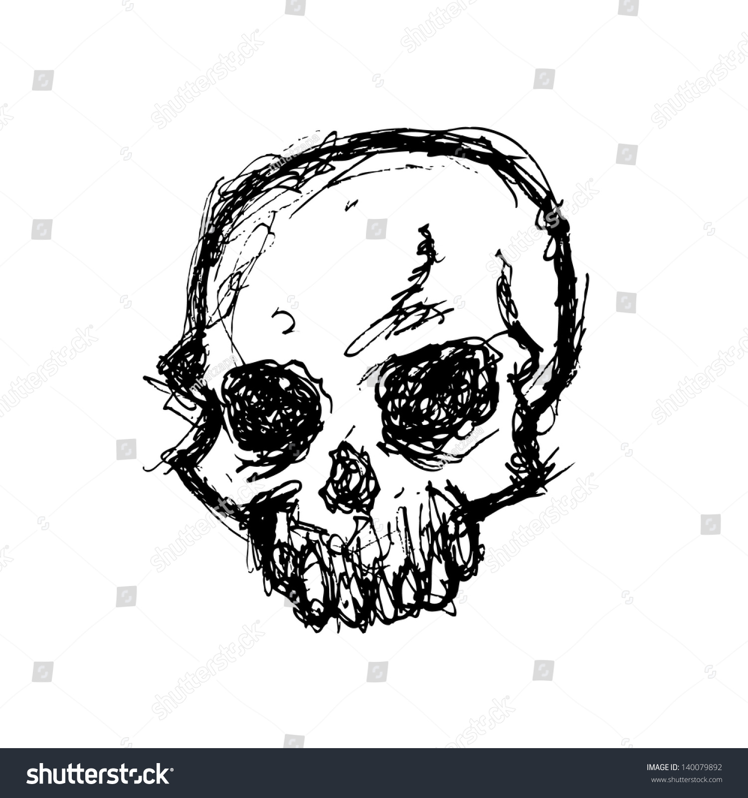 Grunge Skull Doodle Style Stock Vector 140079892 - Shutterstock