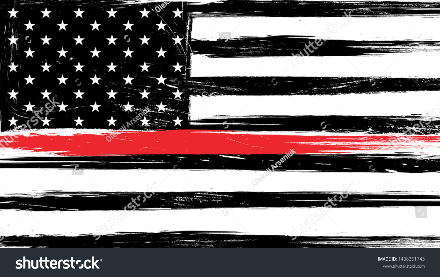 SVG of Grunge USA flag with a thin red line - a sign to honor and respect american firefighters svg
