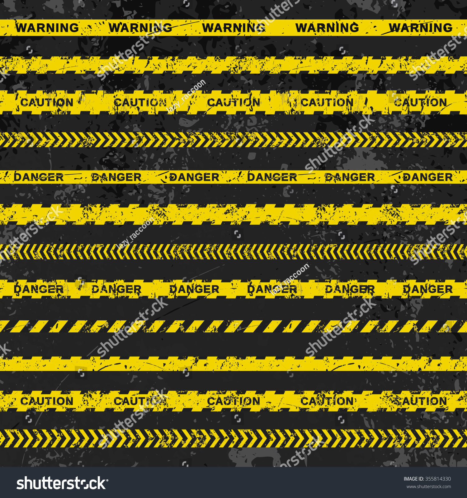 SVG of Grunge vector set of caution tapes on dark background. Illustration consists of 