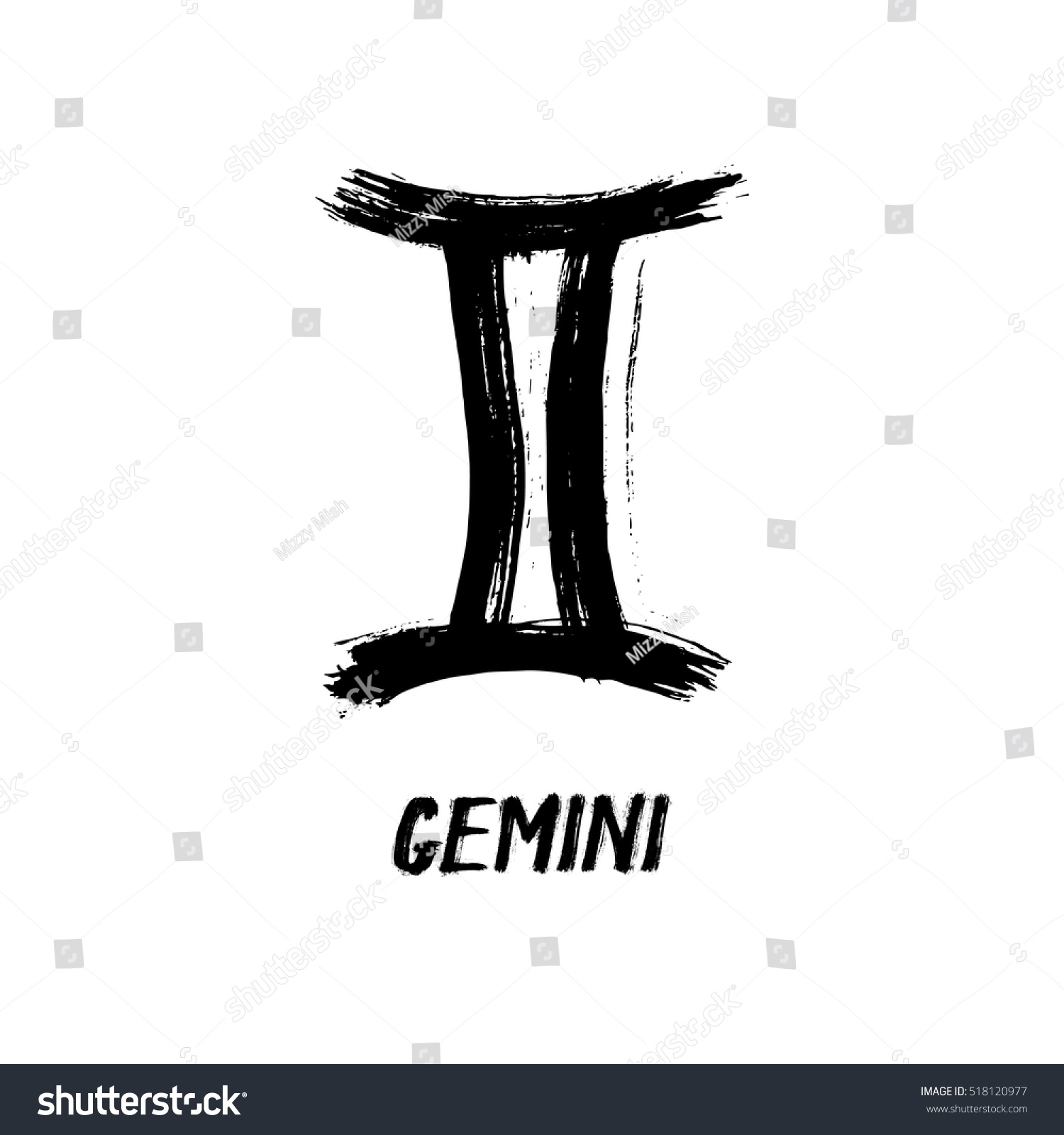 Grunge Zodiac Signs Gemini Twins Stock Vector (Royalty Free) 518120977 ...
