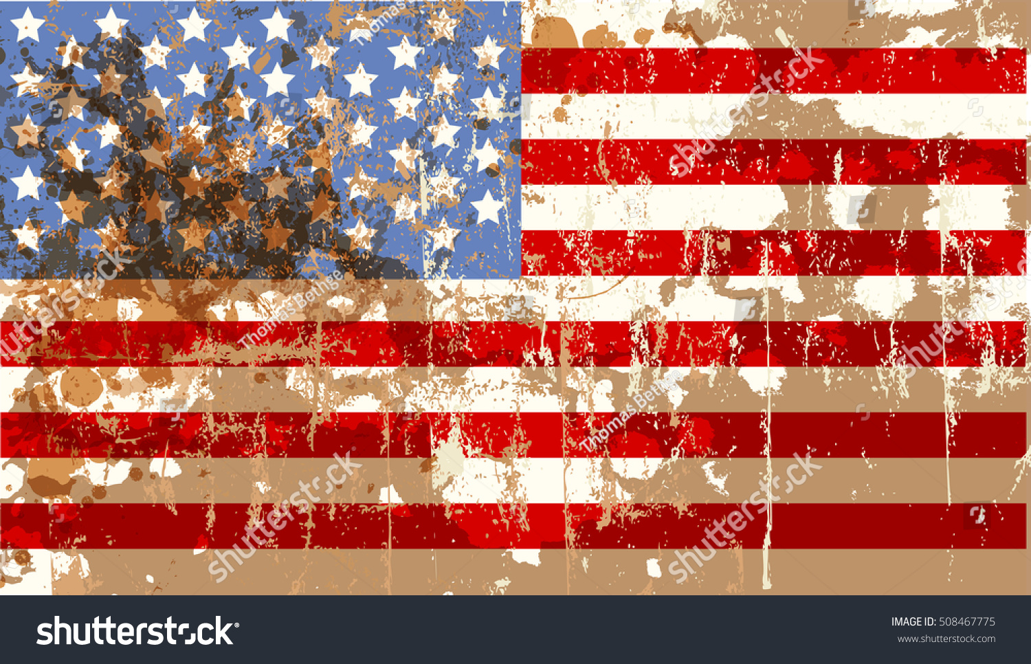 Grungy American Flag Stars Stripes Vector Stock Vector (Royalty Free