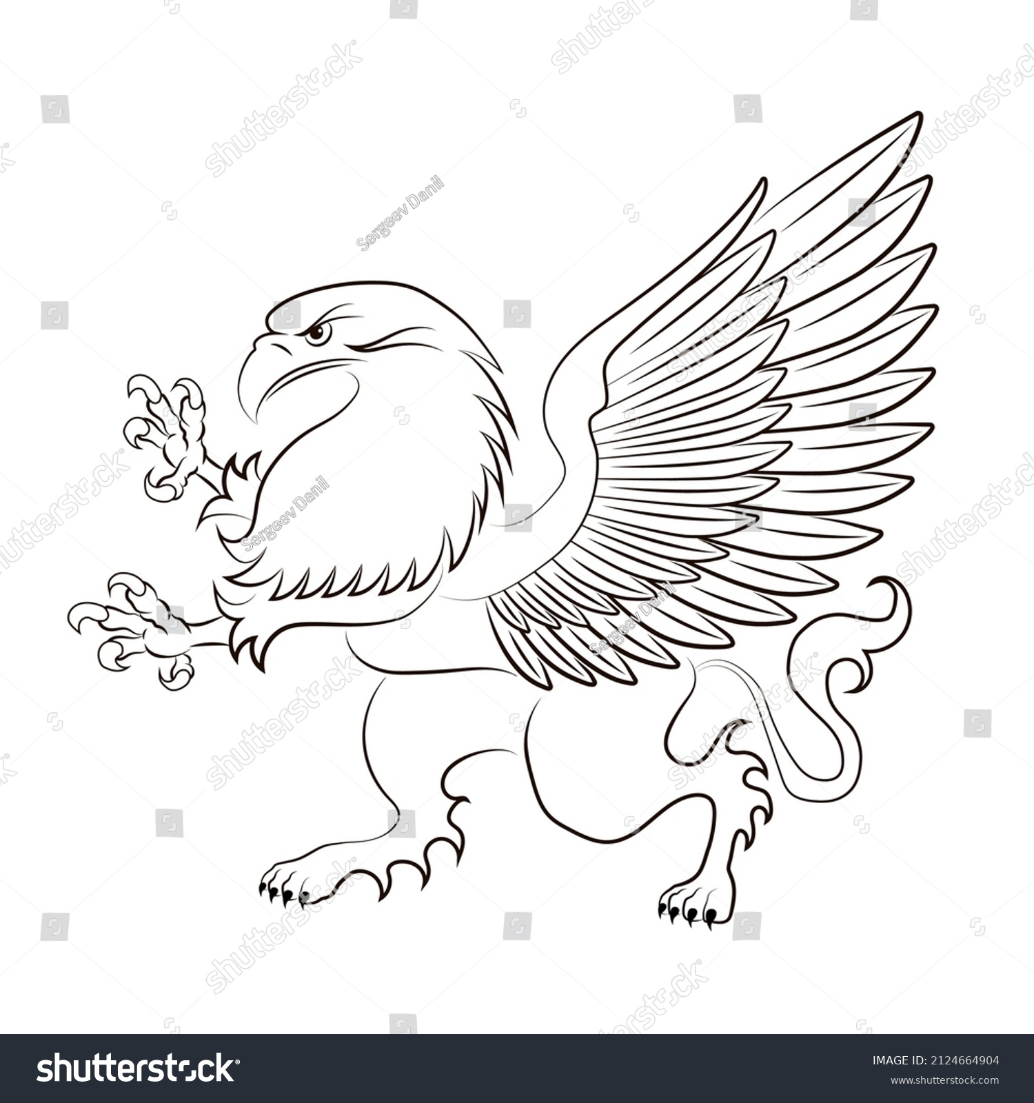 Gryphon Black Vector Illustration Isolated On Stock Vector (royalty 