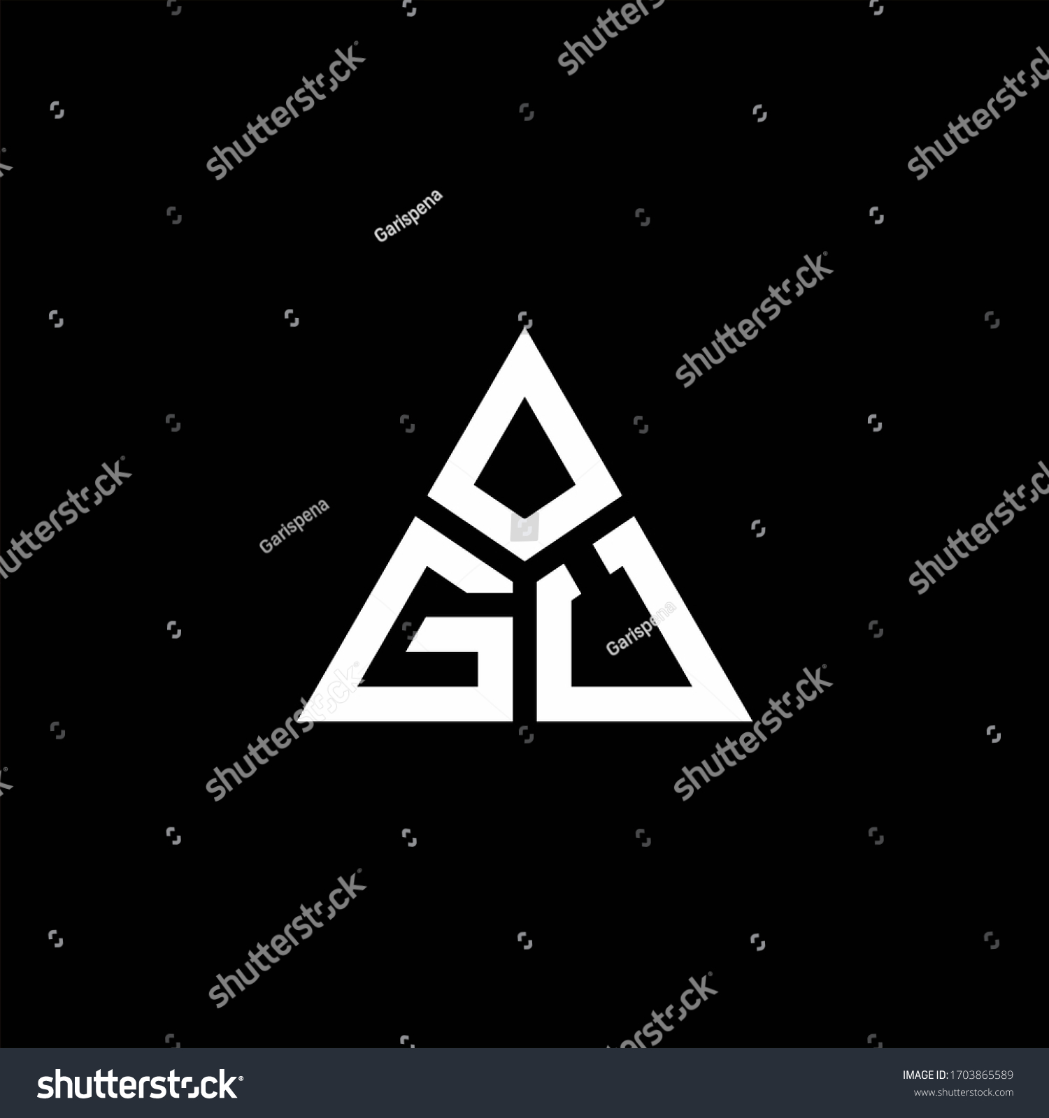 Gu Monogram Logo 3 Pieces Shape Stock Vector Royalty Free 1703865589