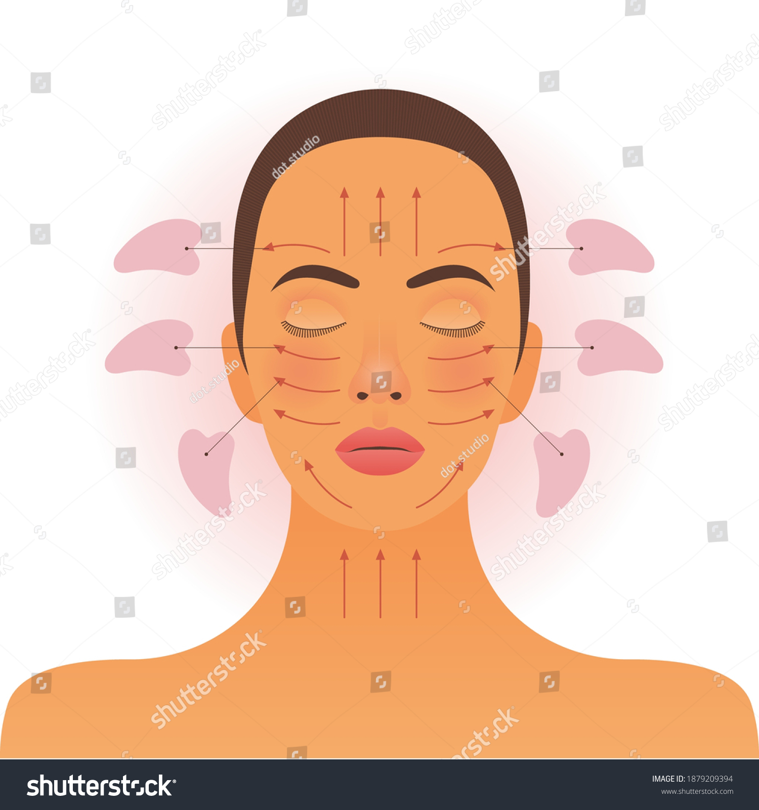 Gua Sha Facial Massage Treatment Modern Stock Vector Royalty Free 1879209394 Shutterstock 
