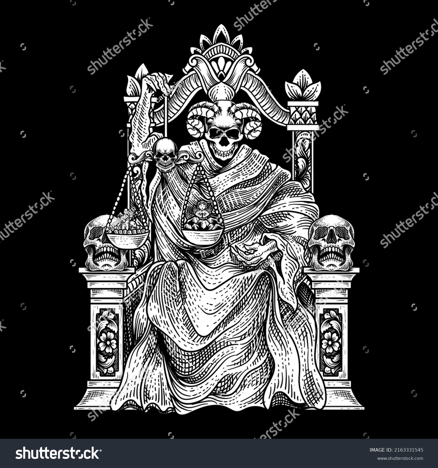 Guardian Hell Tattoo Sketch Black White Stock Vector (Royalty Free ...