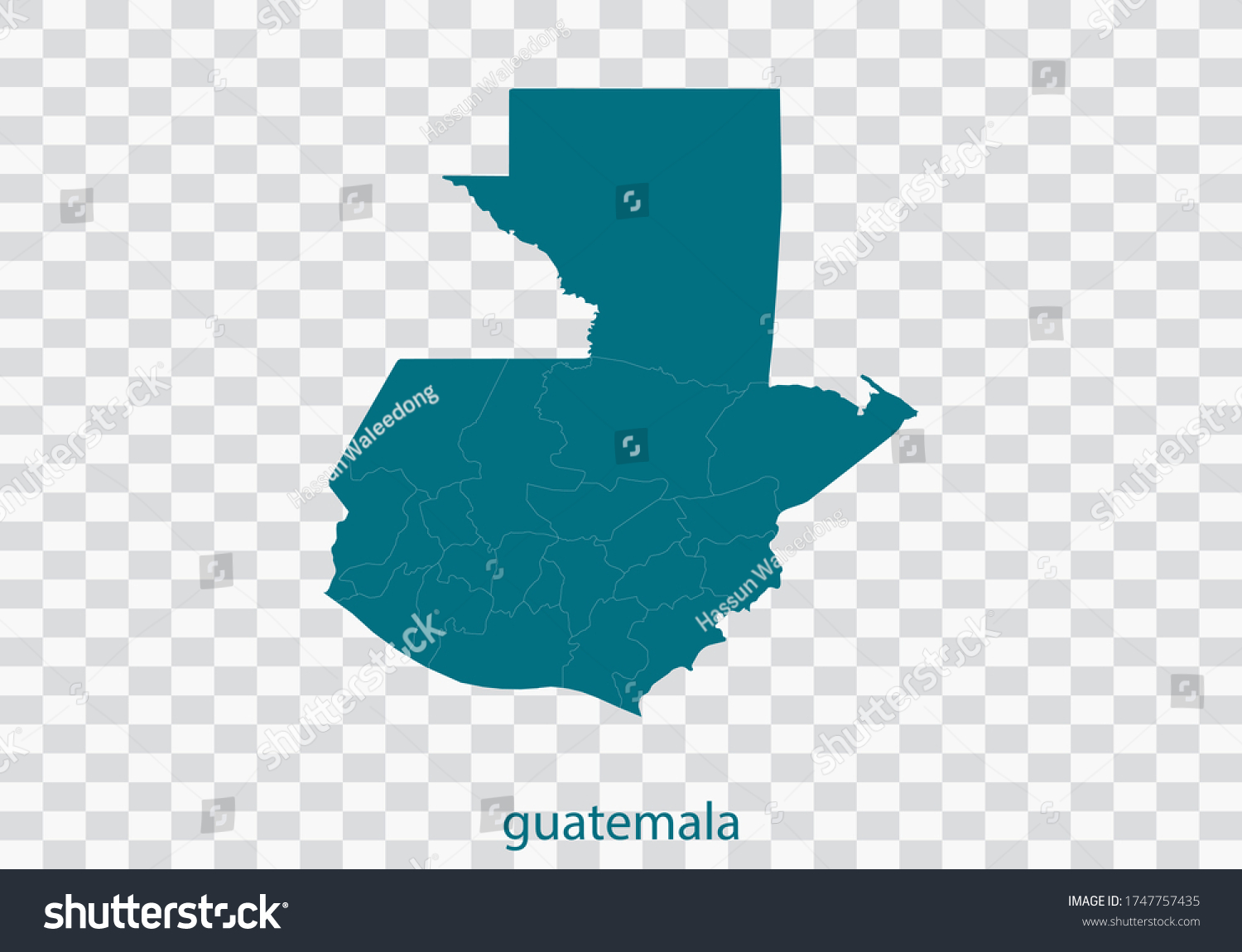 Guatemala Map Vector Isolated Teal Color Stock Vector (Royalty Free ...