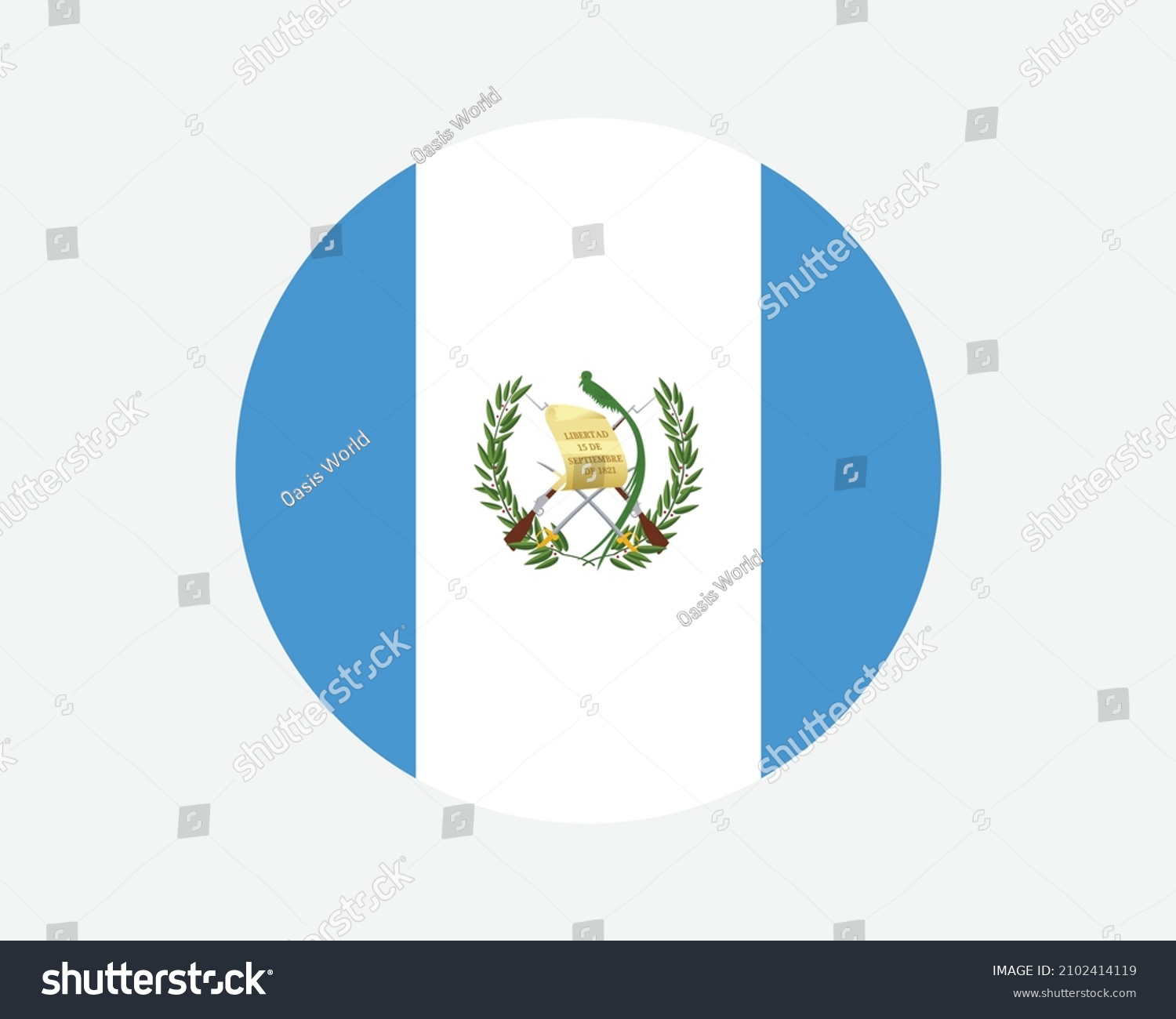 SVG of Guatemala Round Country Flag. Guatemalan Circle National Flag. Republic of Guatemala Circular Shape Button Banner. EPS Vector Illustration. svg