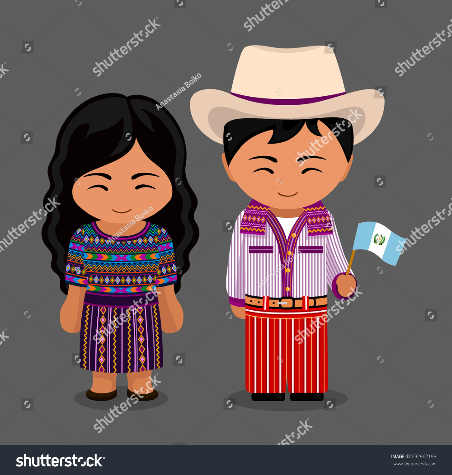 Guatemalans National Dress Flag Man Woman Stock Vector 692962198