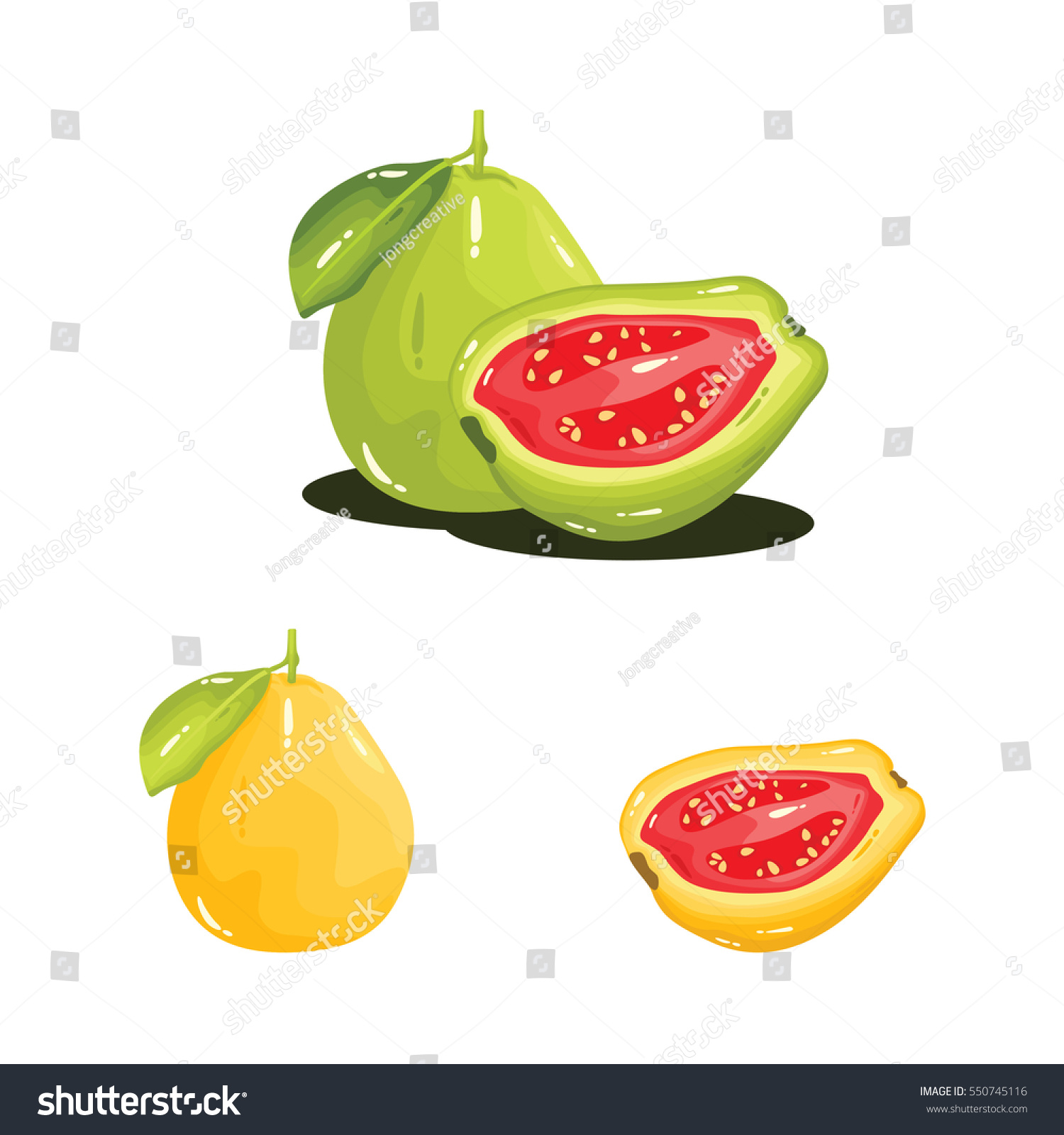 Guava Fruit Fresh Realistic Vector Illustration Stock Vector 550745116 ...