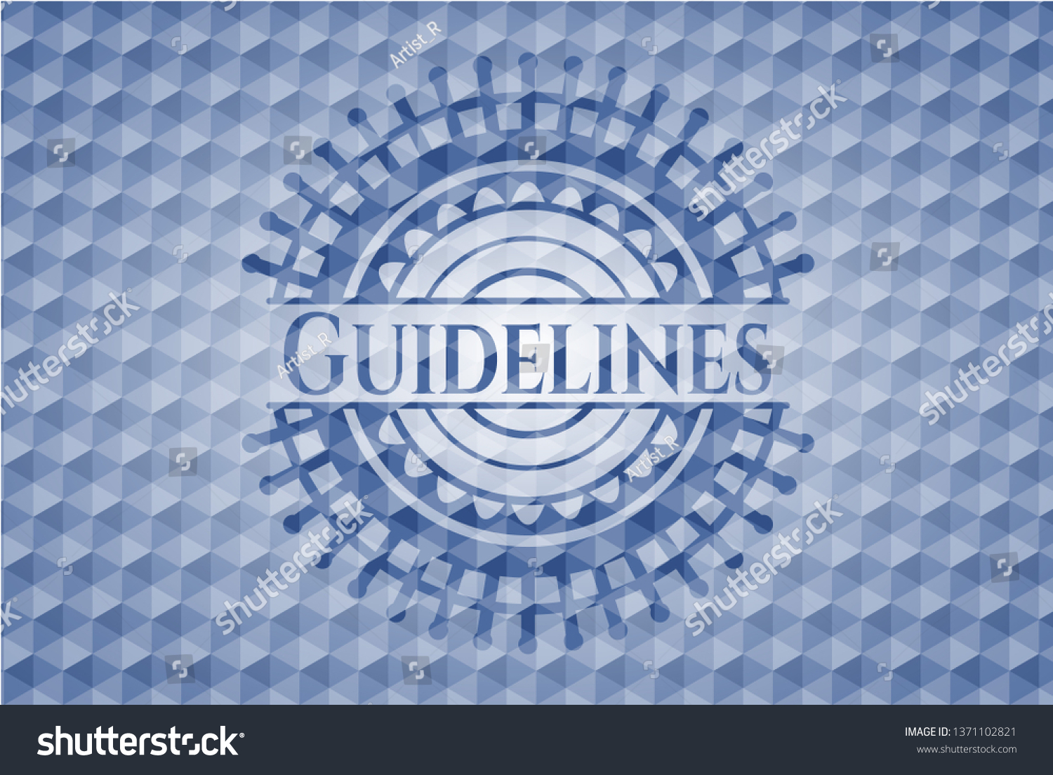 Guidelines Blue Polygonal Badge Stock Vector (Royalty Free) 1371102821