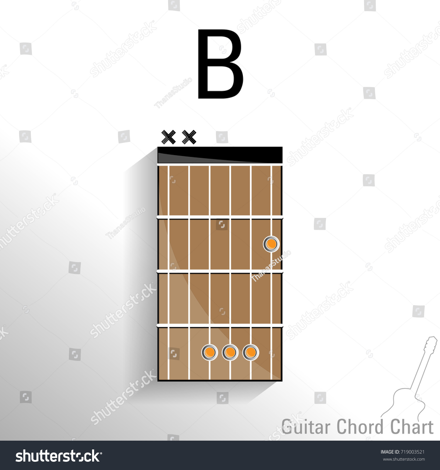 Guitar Chord B Chart Vector Design: Vector De Stock (libre De Regalías ...