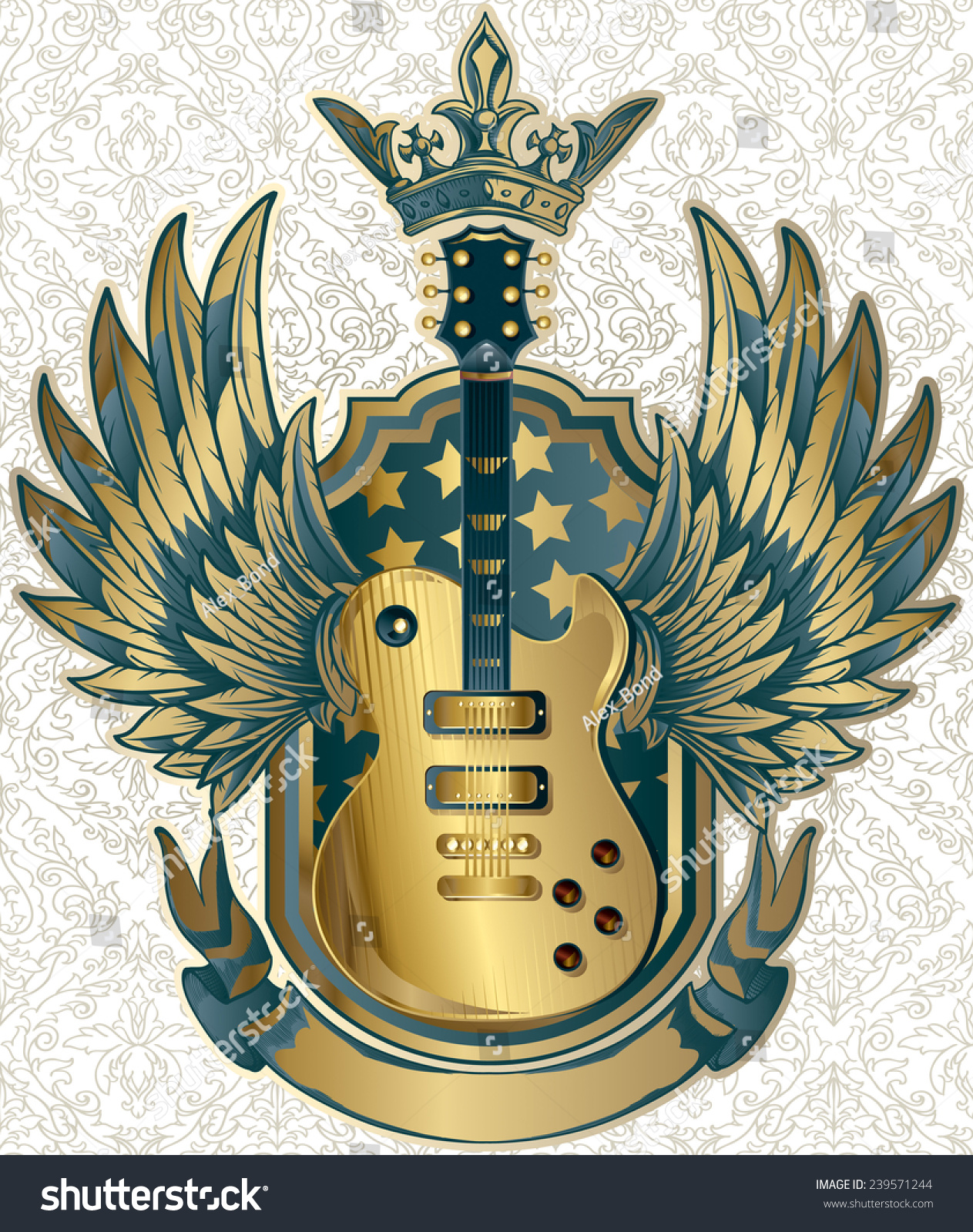 Guitar Emblem Stock Vector (Royalty Free) 239571244