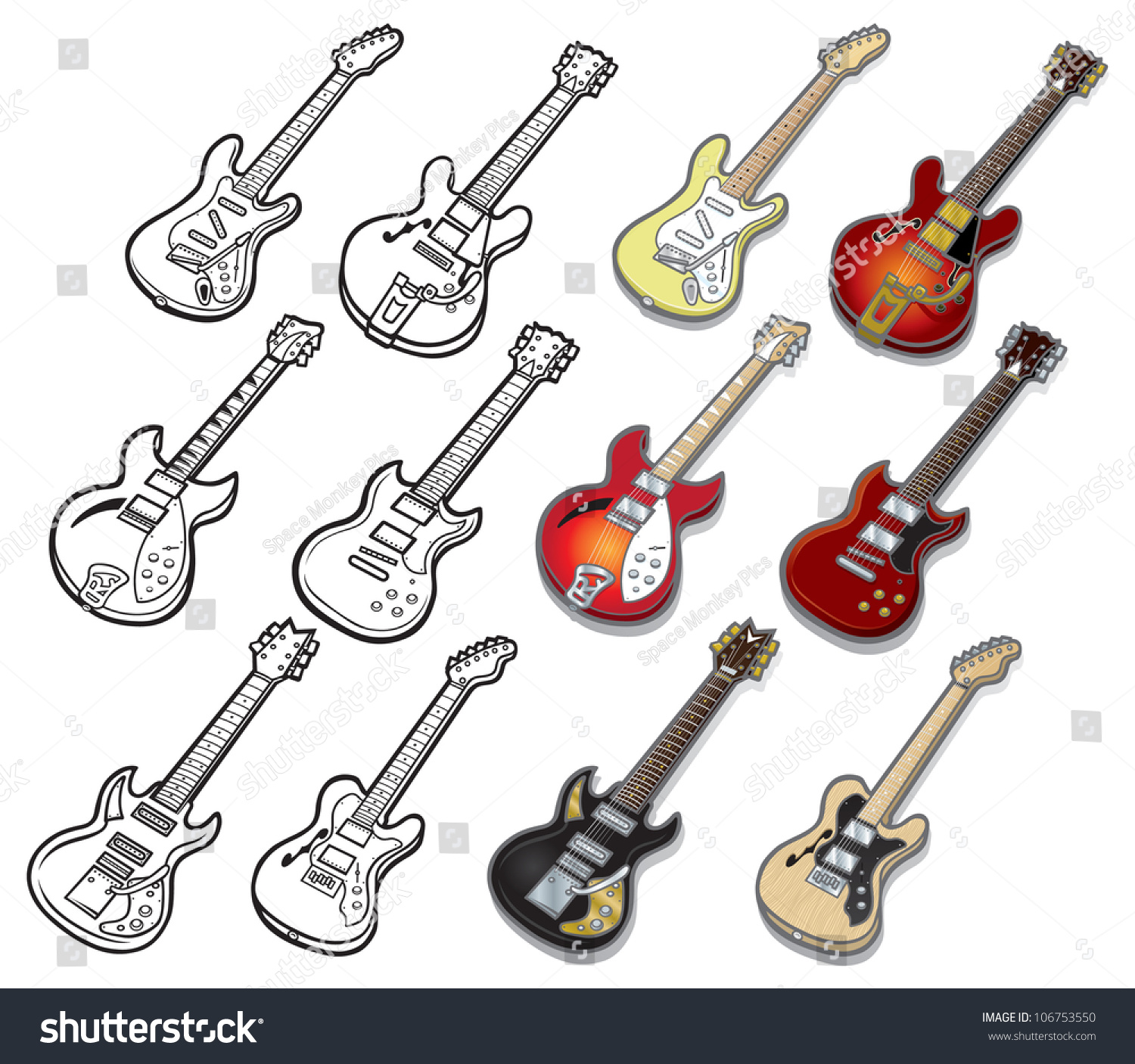 Guitar Icons Selection Musical Vector Icon Stock Vector Royalty Free