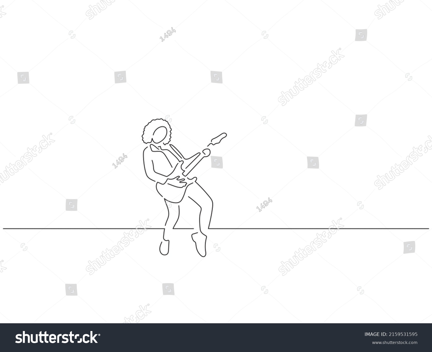 Guitar Player Line Art Drawing Style Stock Vector (Royalty Free ...