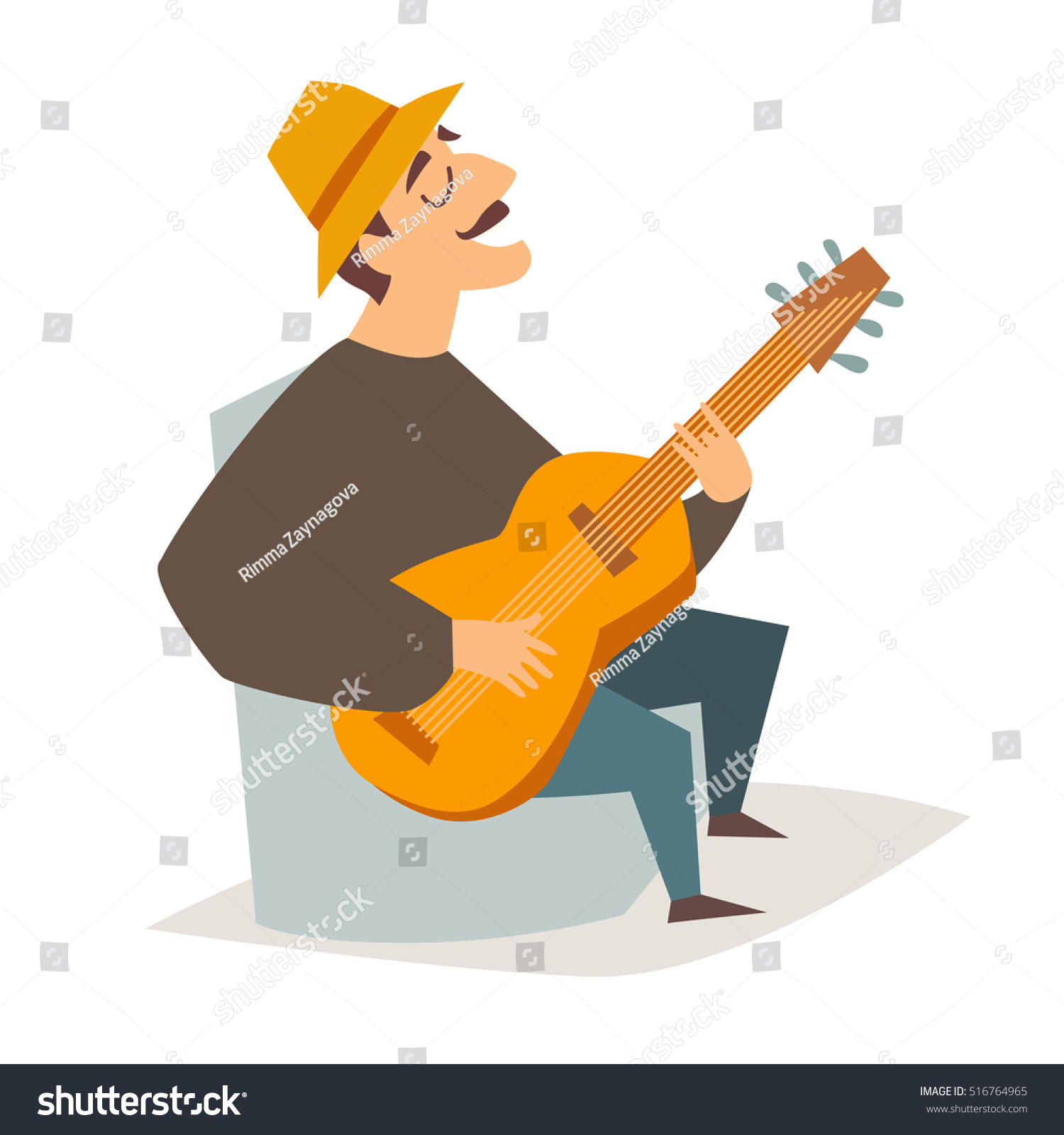 Guitar Player Vector Illustration Musician Man Stock Vector 516764965 ...