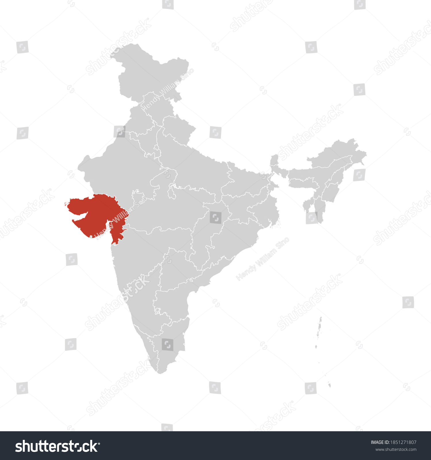Gujarat Highlighted On India Map Eps Stock Vector (Royalty Free ...