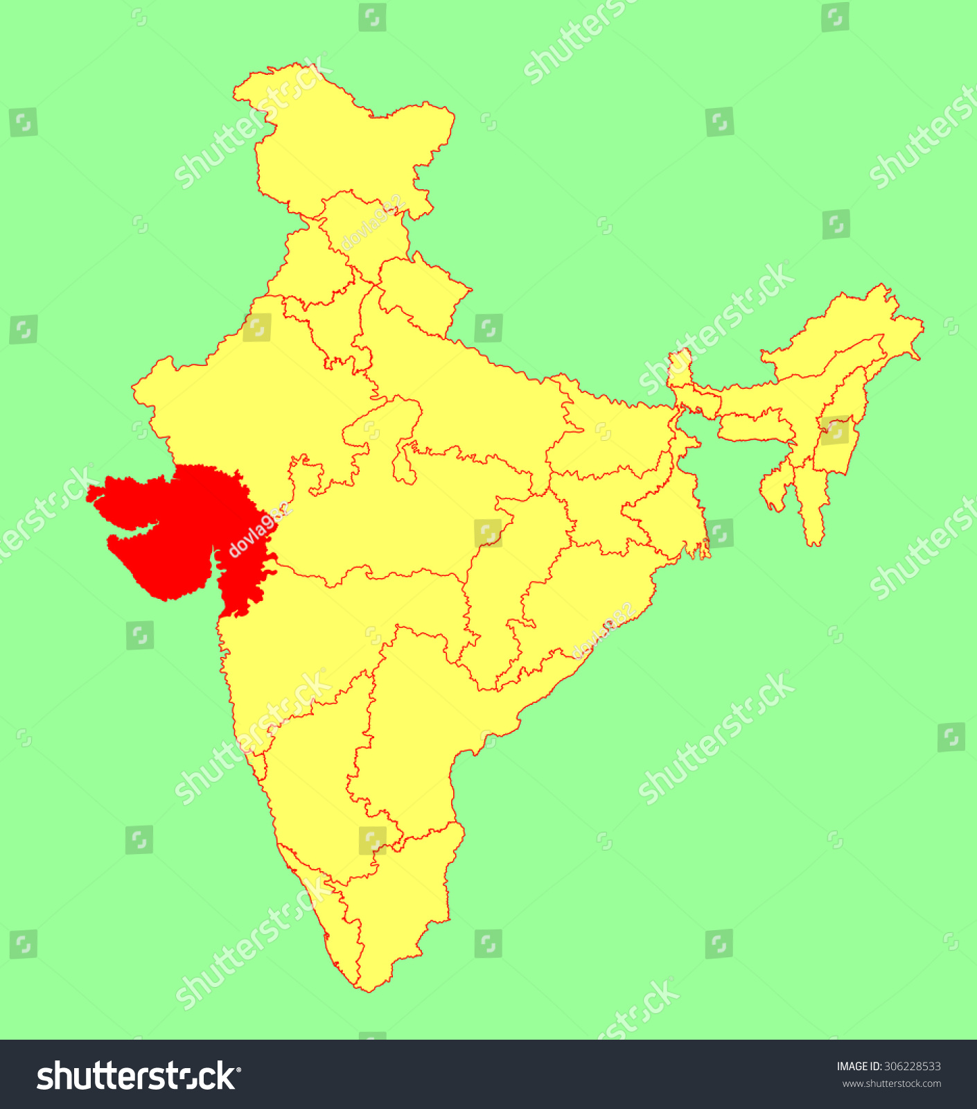 Gujrat In India Map Gujarat State India Vector Map Silhouette Stock Vector (Royalty Free)  306228533 | Shutterstock