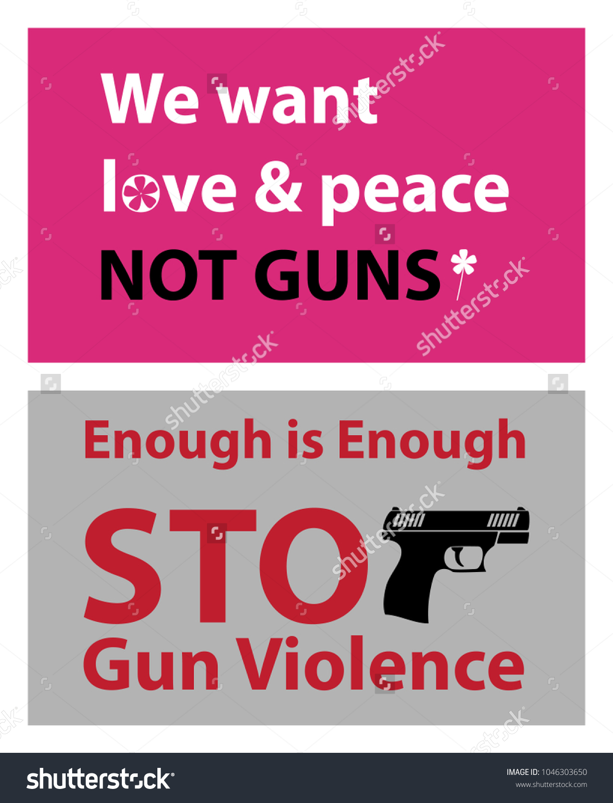 Gun Control Posters Stop Gun Violence Stock Vector Royalty Free 1046303650