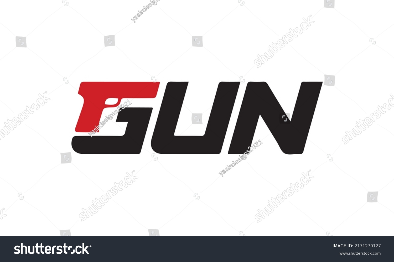 Gun Letter Logo Design Concept Stock Vector (Royalty Free) 2171270127 ...