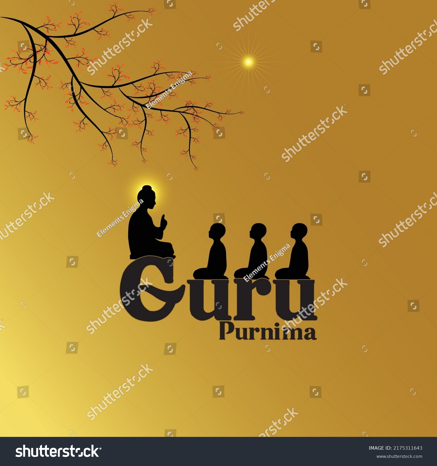 Guru Purnima Poornima Tradition Dedicated All Stock Vector (Royalty