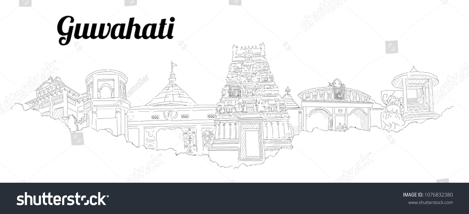 Guwahati City City Vector Panoramic Hand Stock Vector (Royalty Free ...