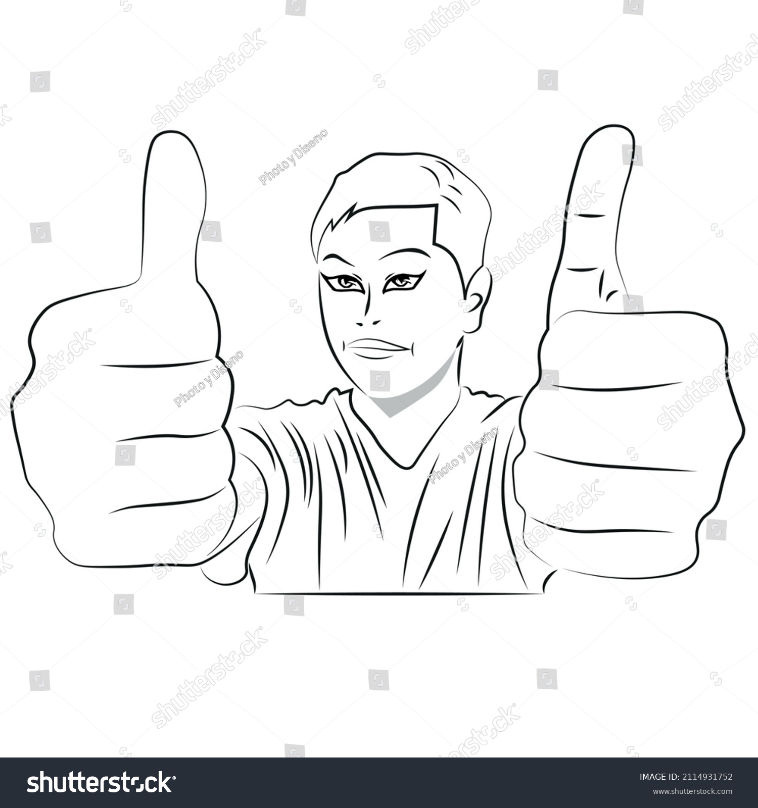 Guy Posing Thumbs Isolated Vector Illustration Stock Vector Royalty Free Shutterstock