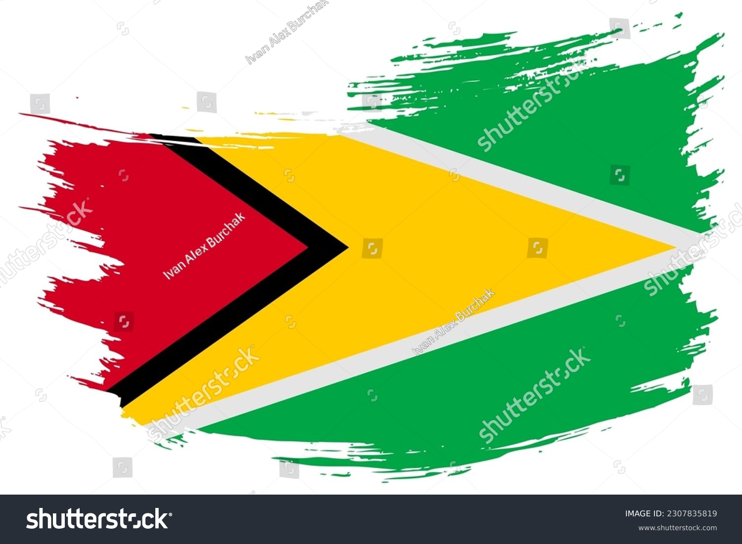 SVG of Guyana brush stroke flag vector background. Hand drawn grunge style Guyanese painted isolated banner. svg