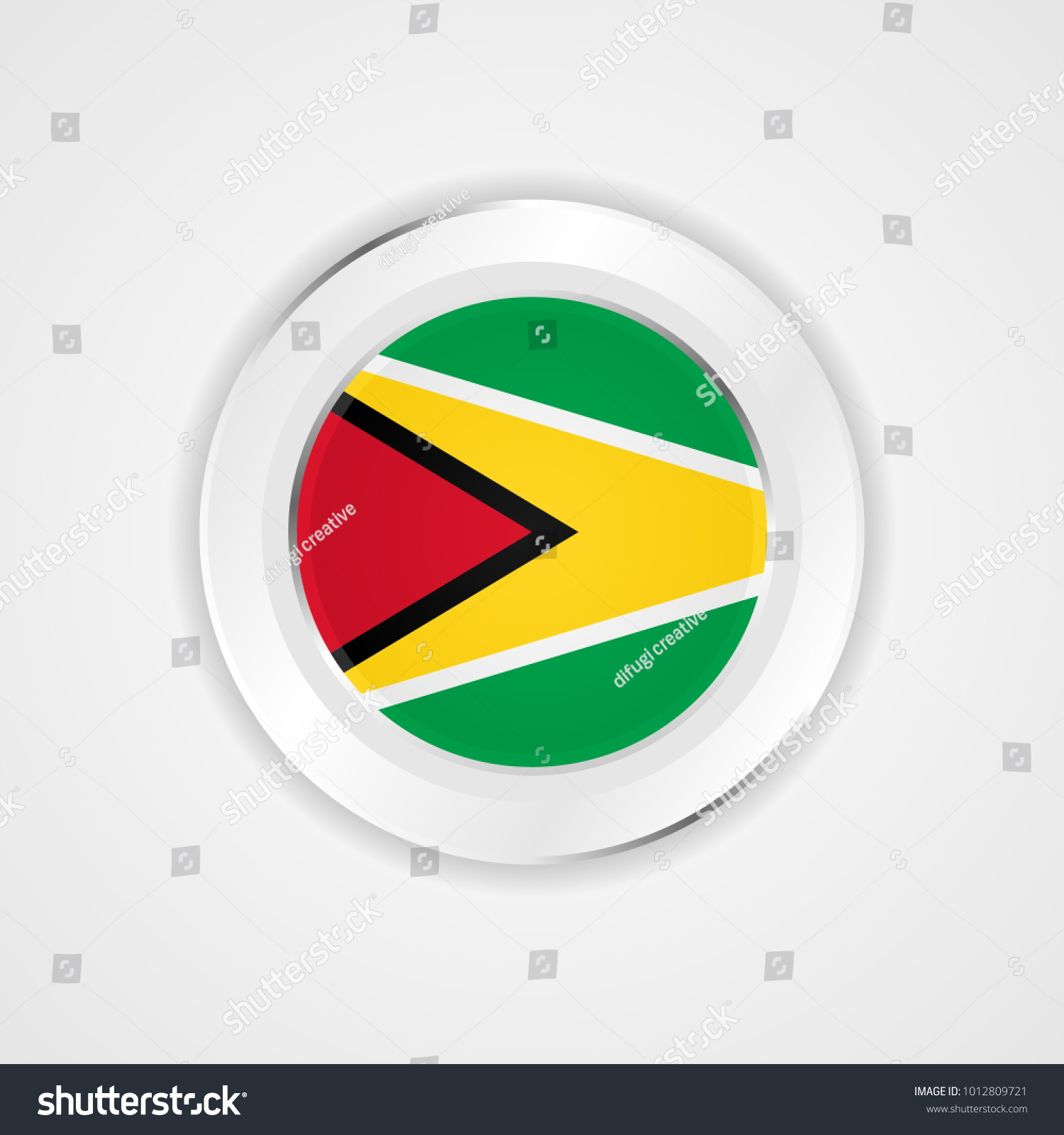 SVG of Guyana flag in glossy vector icon. svg
