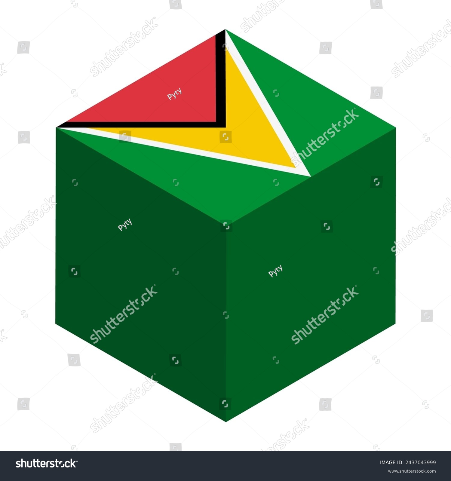 SVG of Guyana flag - isometric 3D cube isolated on white background. Vector object. svg