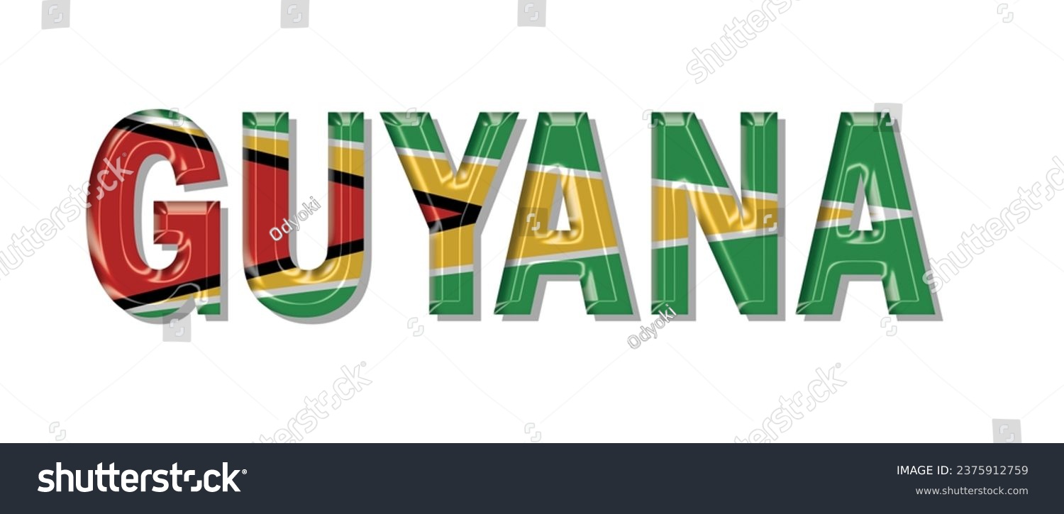 SVG of GUYANA flag text font, 3D GUYANA Font With Flag, 3D GUYANA Vector illustration svg