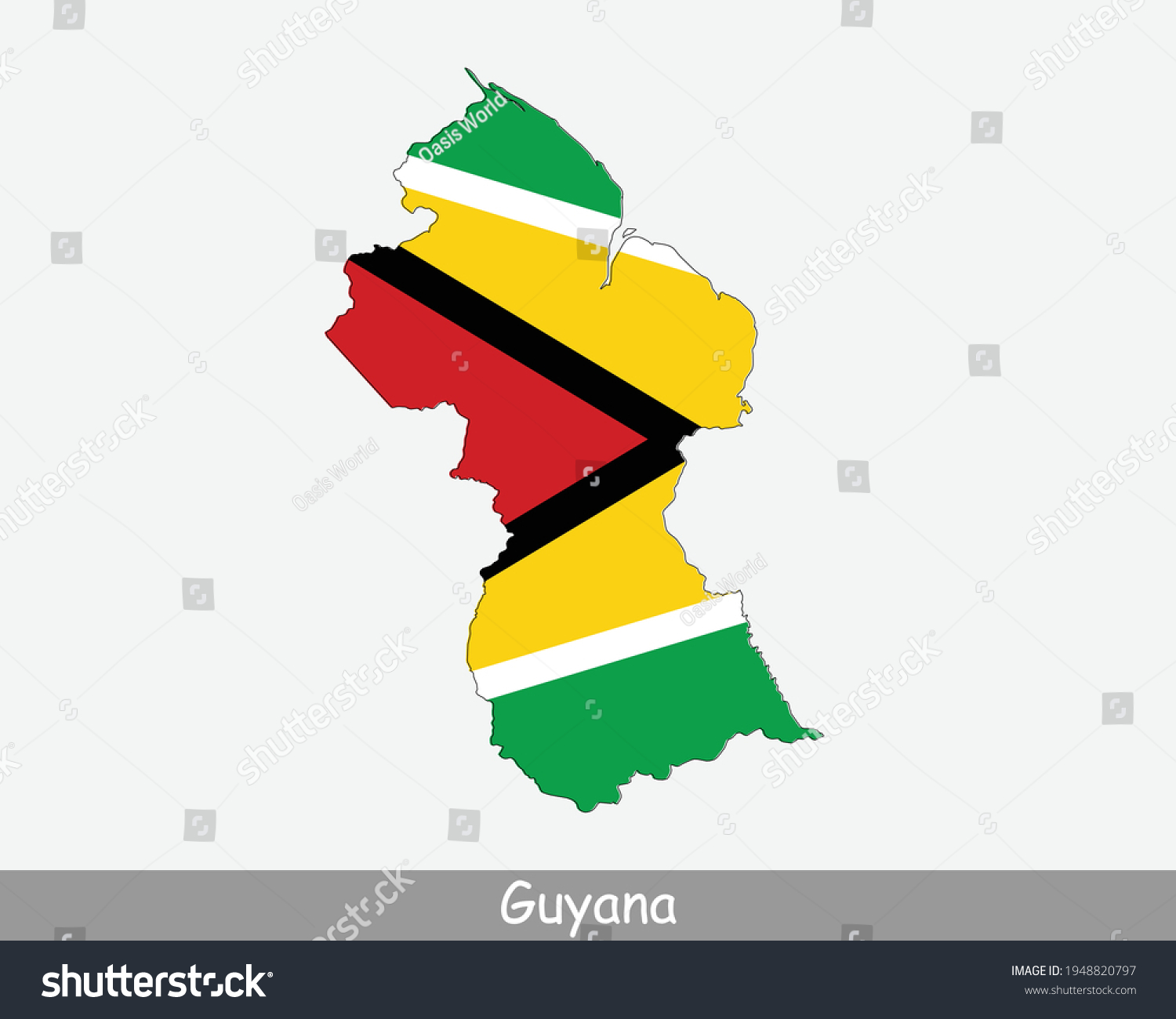 SVG of Guyana Map Flag. Map of the Co-operative Republic of Guyana with the Guyanese national flag isolated on white background. Vector Illustration. svg