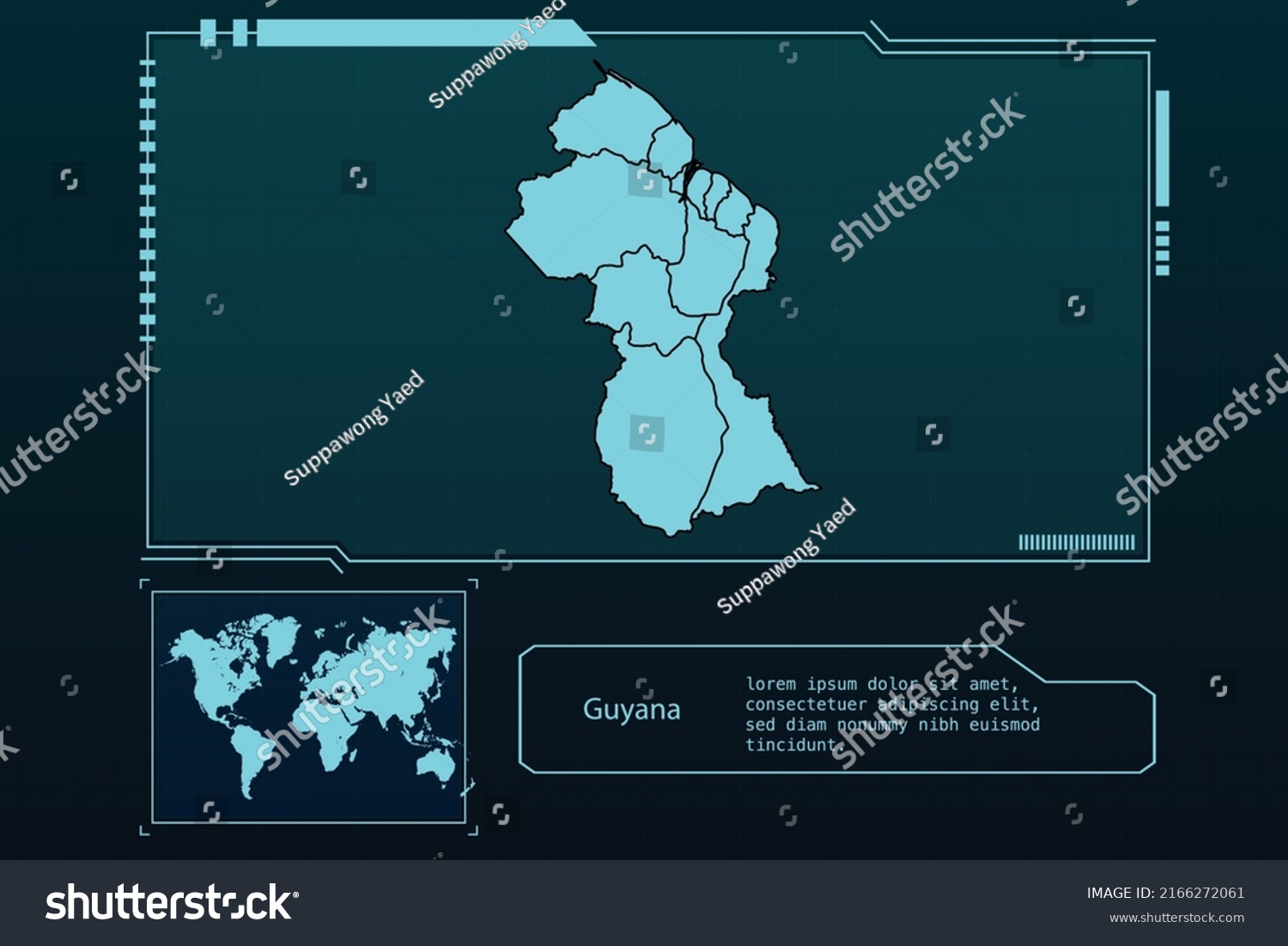 Guyana Map Futuristic Infographic Map Element Stock Vector Royalty   Stock Vector Guyana Map Futuristic Infographic Map Element Collection Background 2166272061 