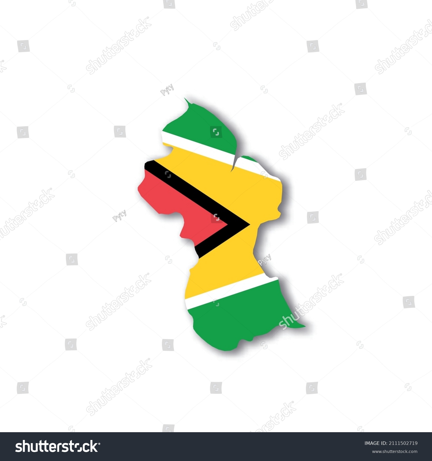 SVG of Guyana national flag in a shape of country map svg