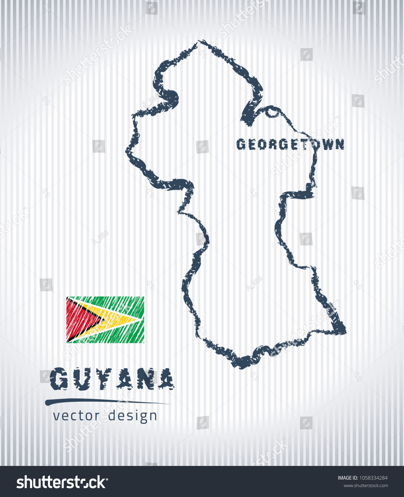 SVG of Guyana vector chalk drawing map isolated on a white background svg