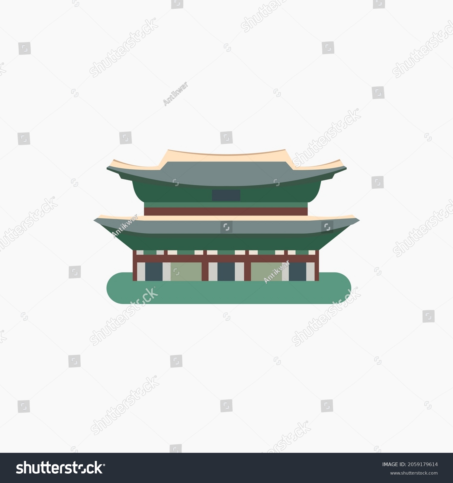 Gyeongbokgung Palace Flat Vector Illustration Stock Vector (Royalty ...