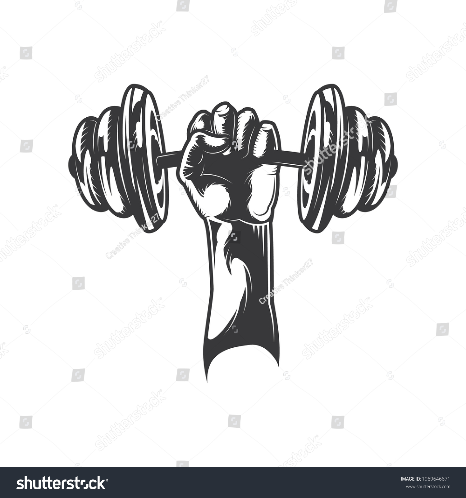 Gym Barbell Weight Hand Vector Illustration Stock Vector (Royalty Free ...